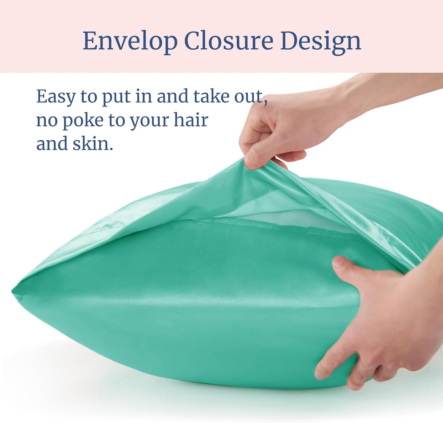 BEDELITE Satin Pillowcase for Hair and Skin, Super Soft Similar to Silk Pillow Cases 4 Pack with Envelope Closure, Cooling Pillowcases for Women Men (20"x26" Standard Size, Turquoise)