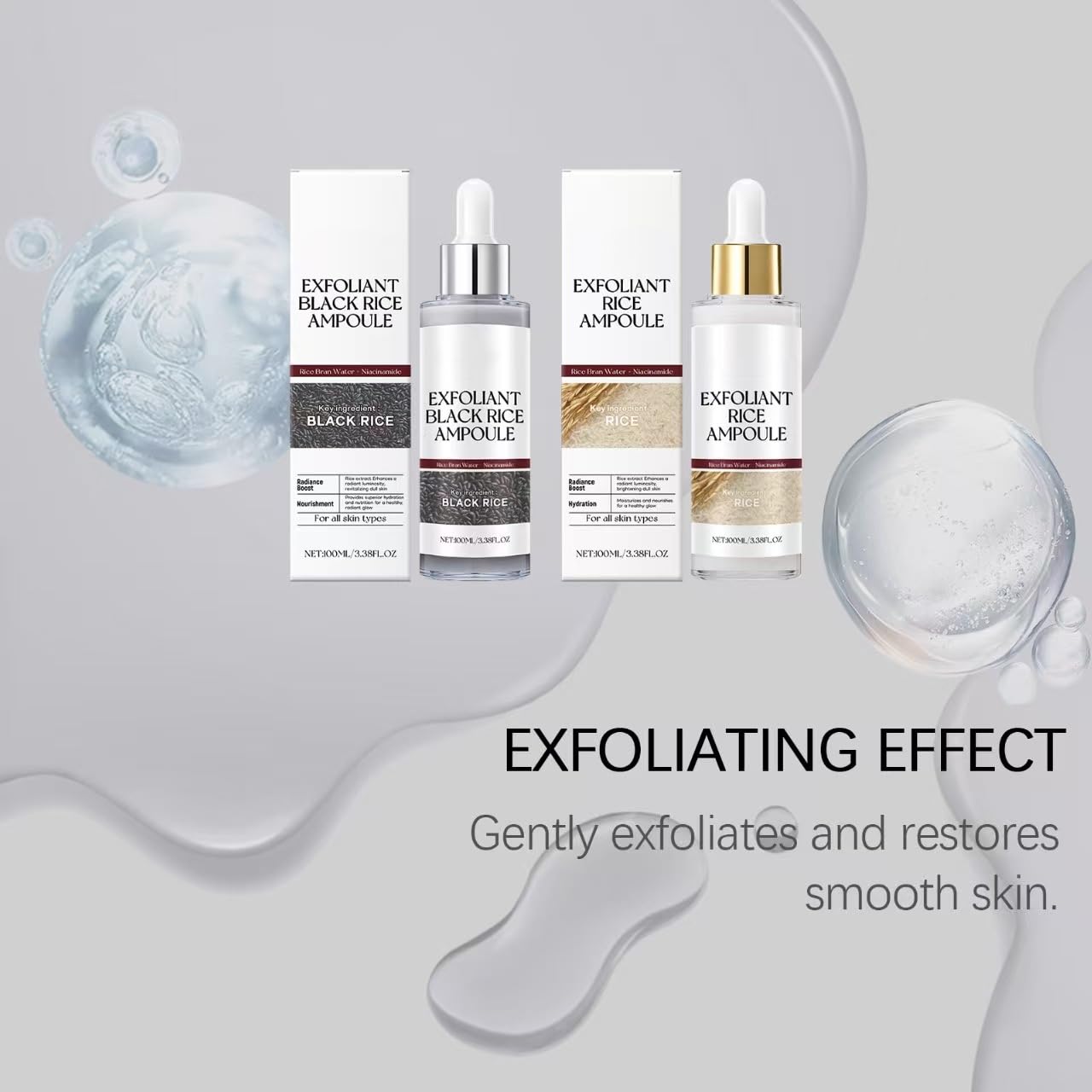 Black And White Rice Exfoliant,2025 New Soft Rice Exfoliating Face and Body Black and White Rice Exfoliant for All Skin Types,White+Black (2 PCS)