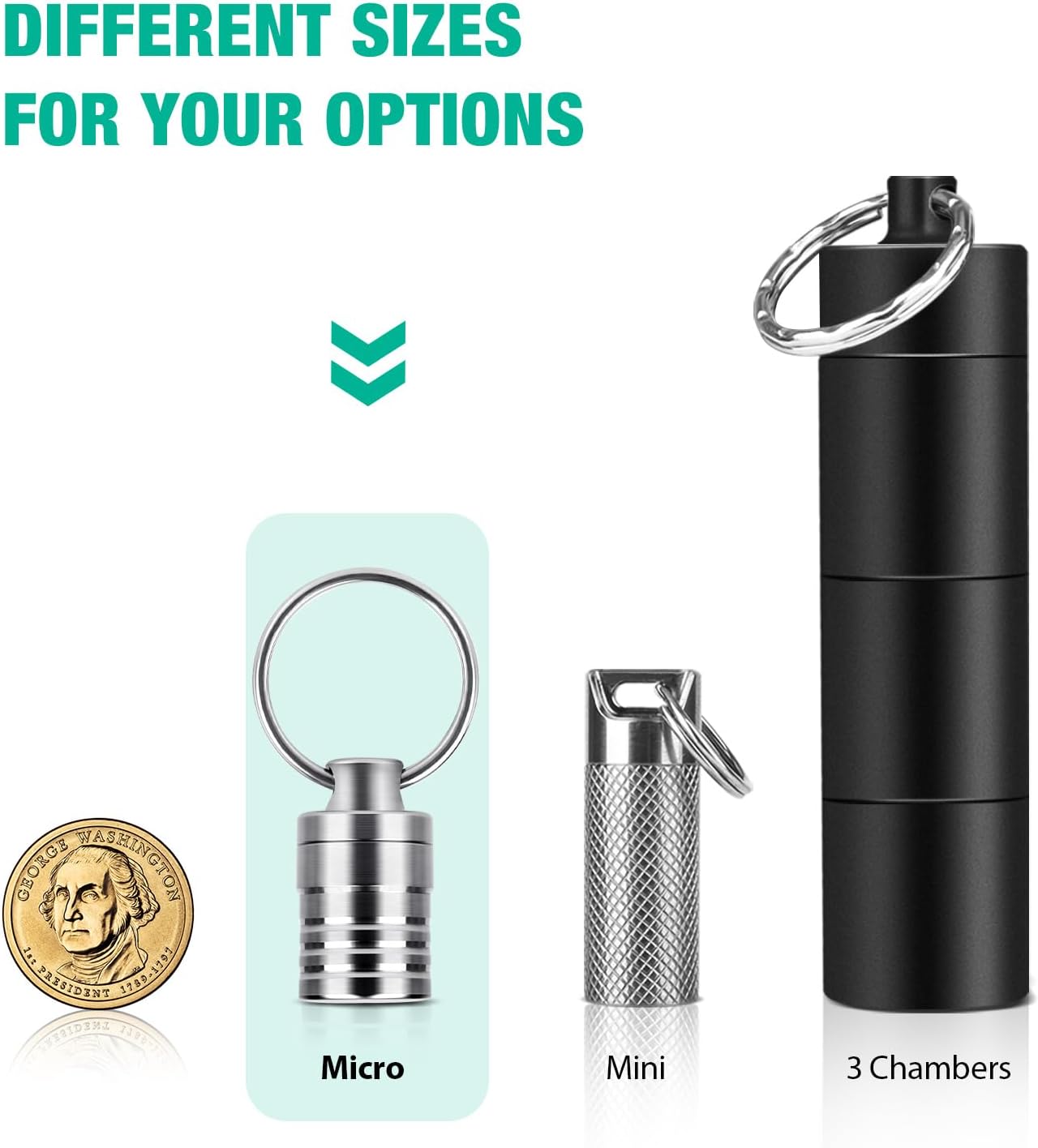 Micro Pill Holder with Keychain Necklace, Opret Titanium Pill Container for Travel Purse Pocket, Waterproof Pill Case for Emergency Aspirin & Nitroglycerin, Pill Necklace for Women and Men