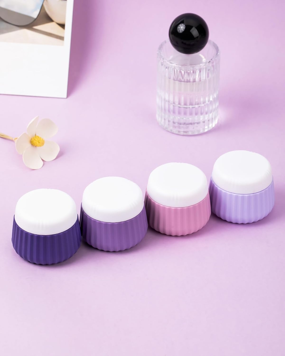 Travel Containers for Toiletries 4 Pack, TSA Approved Travel Size Toiletries, Travel Size Containers, With Clear Bag Leak Proof Silicone Jars, Travel Essentials Creams Jars Carrying Small Items