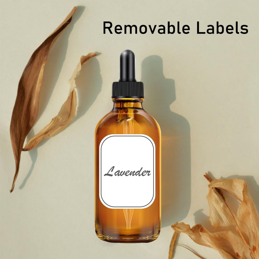 Bumobum 2 Pack 4 oz Amber Dropper Bottles, Tincture Bottles with Dropper, Glass Serum Bottle with Dropper for Essential Oils with Funnel, Labels & Pipette(Unbreakable Plastic Eye Dropper)