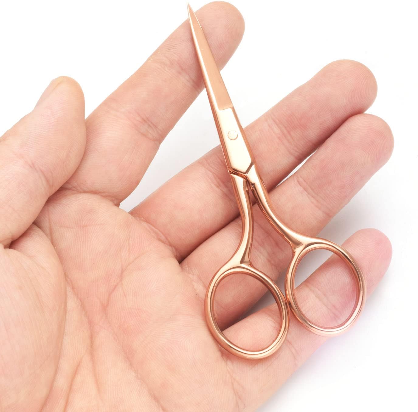 Multicolor Professional Grooming Scissors for Personal Care Facial Hair Removal and Ear Nose Eyebrow Trimming Stainless Steel Fine Straight Tip Scissors 3.9 Inch (Rose Gold)