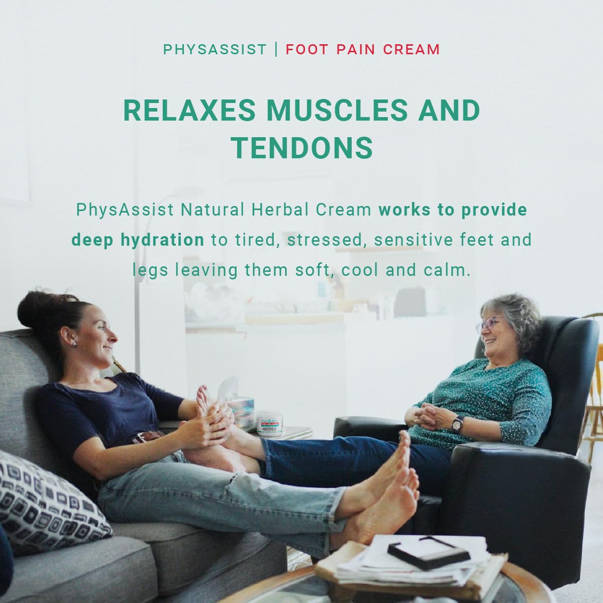 PhysAssist Soothing Foot Cream to Feet and Legs (Three - 4 oz jars) Soothing to feet and Legs.