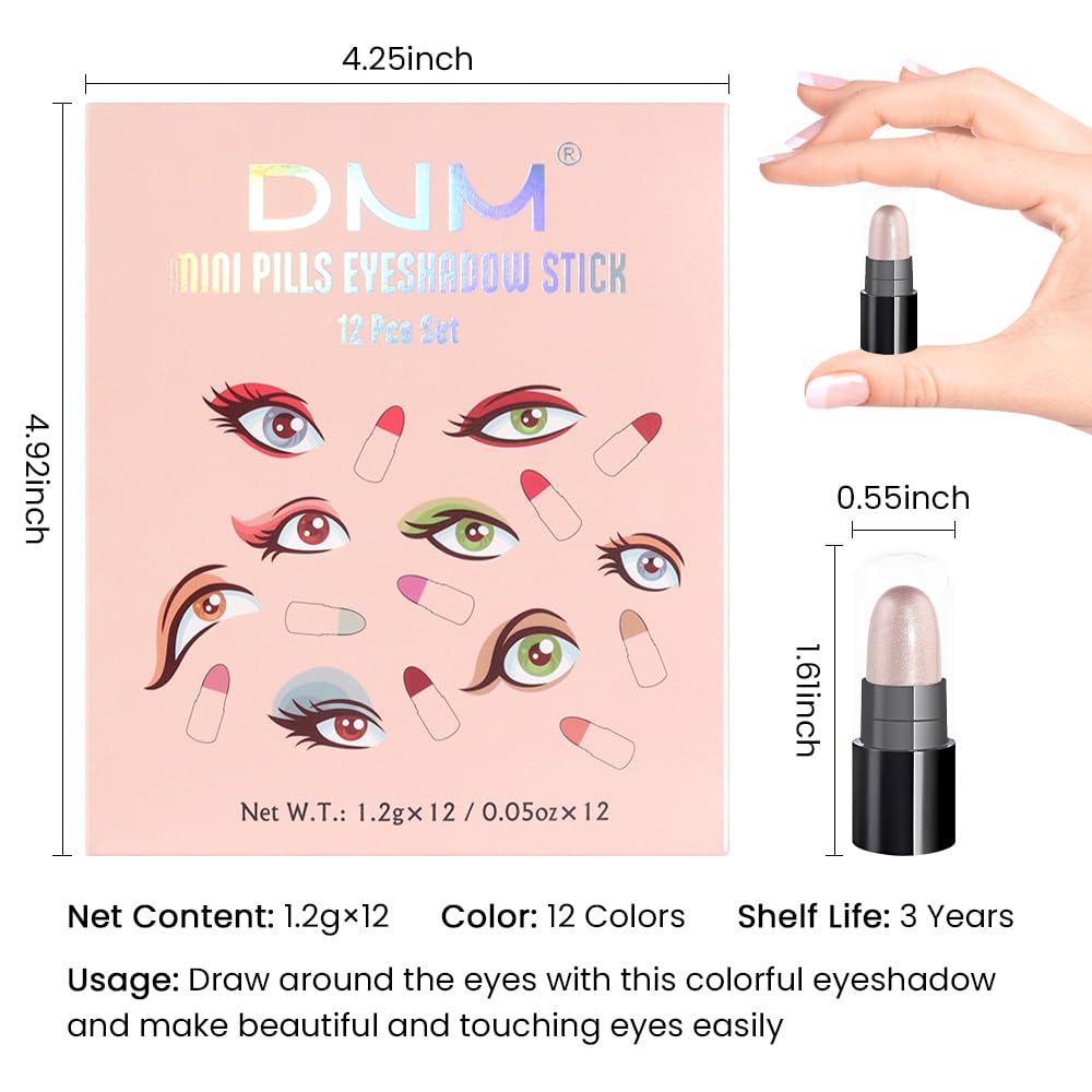 evpct 12Pcs Capsule Cream Eye Shadow Brightener Sticks Set for Eyes, Champagne Pearl Taupe Bronze Cocoa Stone Putty Smoky Amethyst Shimmer Matte Pencil Eye shadow Applicator Stick Palette Makeup 02