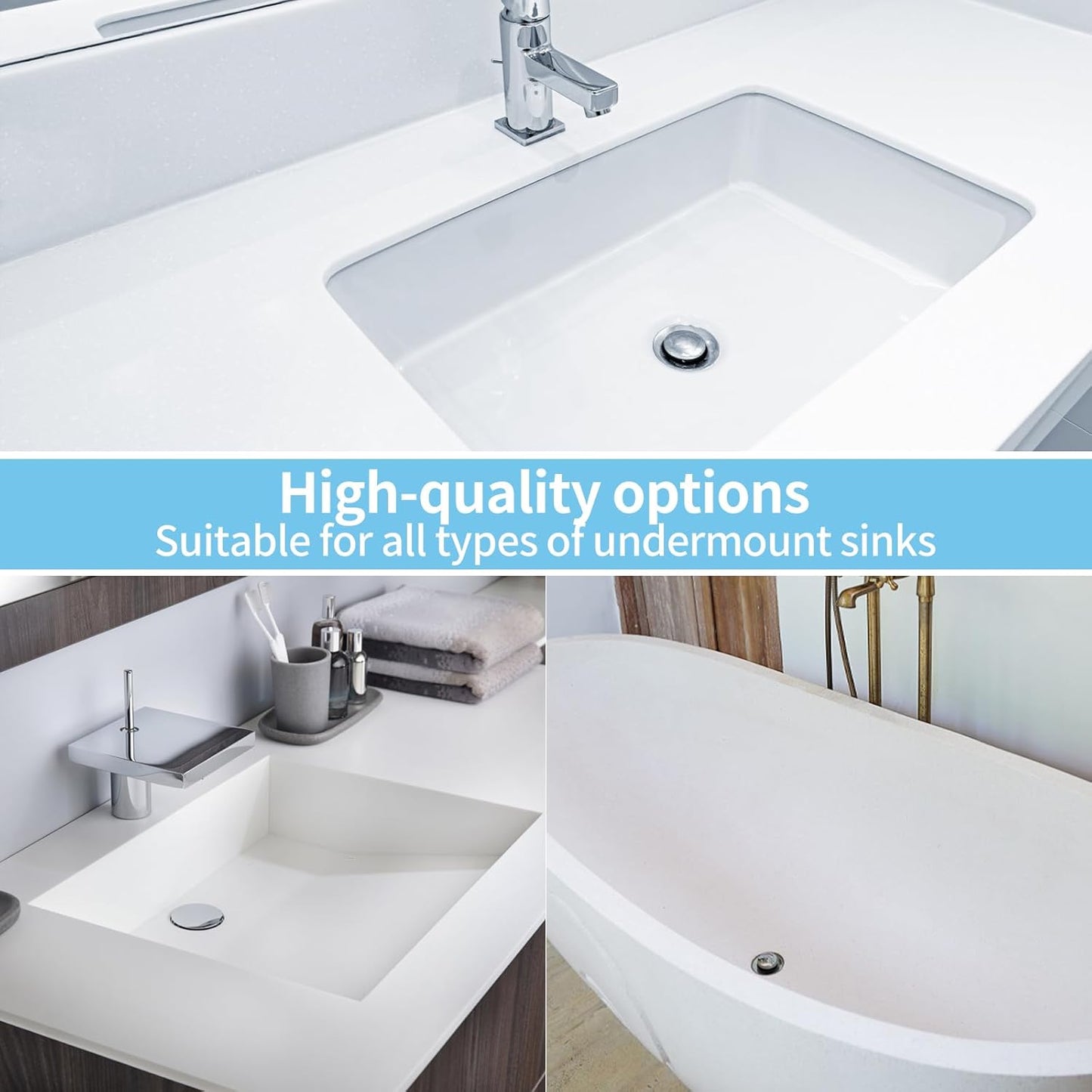 2 Pcs Universal 2-in-1 Sink Stop&Drain Strainer-Upgraded Pop-Up Design Sink Drain Plug Strainer with Stainless Steel Anti-Pooling Basket and Cleaning Brush for U.S. 1.1-1.6 Inch Drain Holes