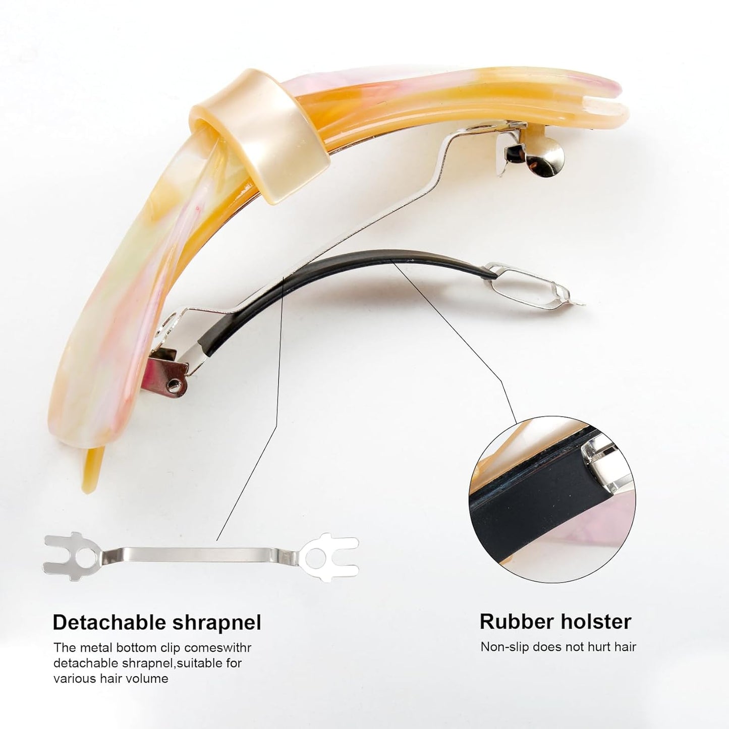 Hair Barrettes - French Barrette for Women Thick Hair - 3 Pcs Large Strong Hold Grip Clip for Women - Decorative Hair Clip (Butterfly Multicolor 1)