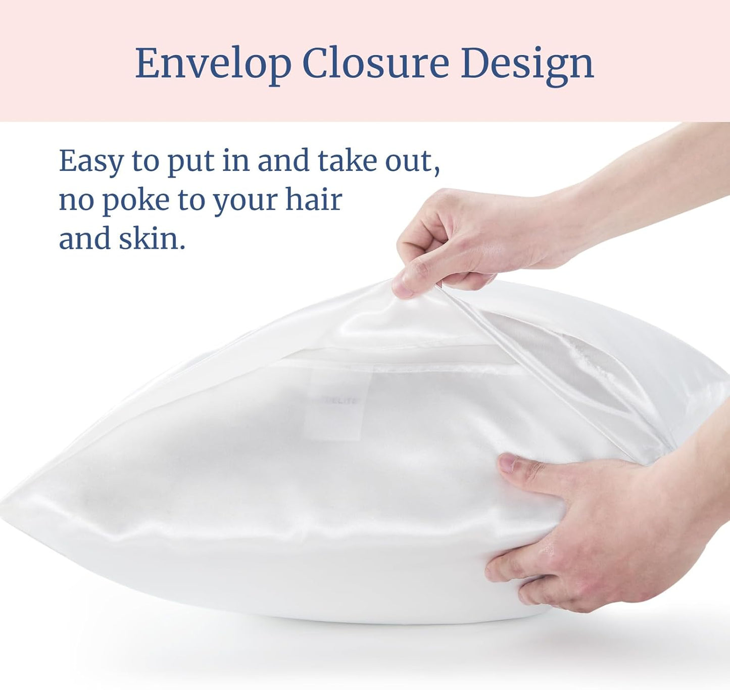 BEDELITE Satin Pillowcase for Hair and Skin, Super Soft and Cooling Similar to Silk Pillow Cases 2 Pack with Envelope Closure, Gift for Women Men(20"x40" King Size, White)