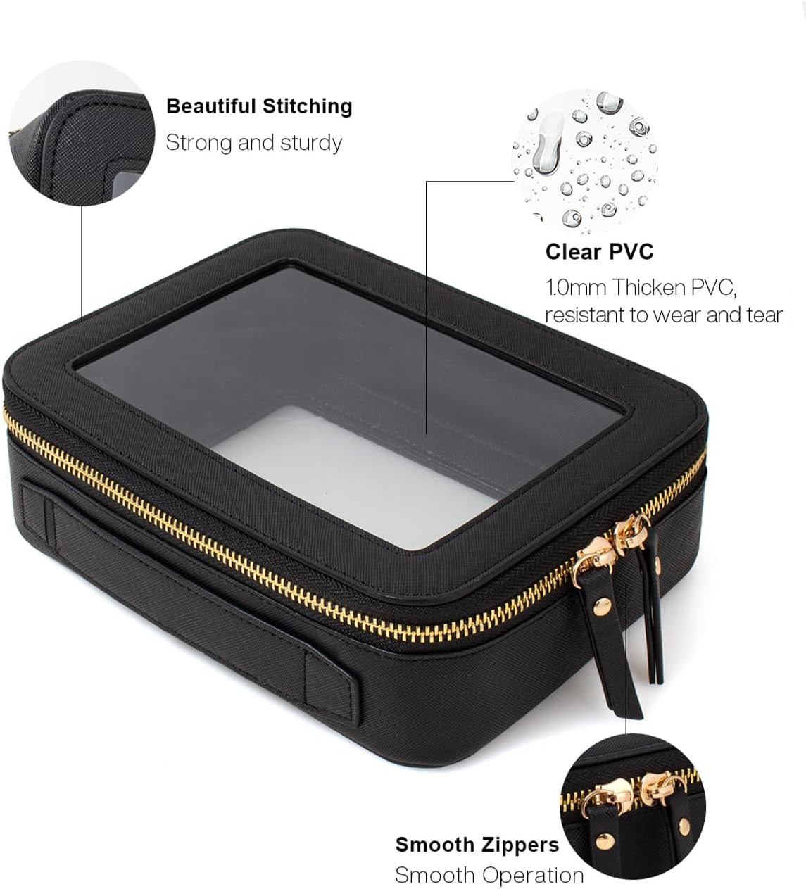 Travel Clear Makeup Bag Set, TSA Approved Cosmetic Bag Case with Zipper Portable Makeup Pouch Toiletry Bag Women Traveling Cosmetic Organizer Storage Bag Car Organizer Car Essentials for Women