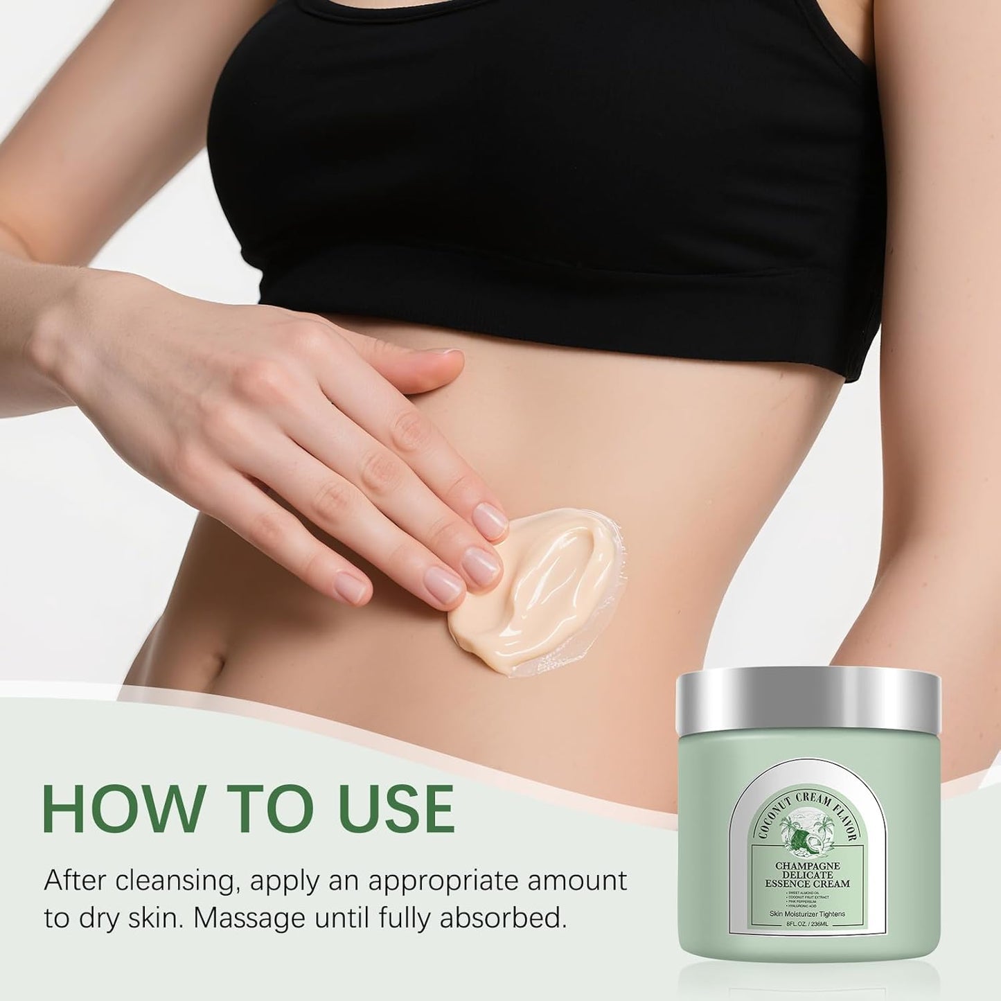 Champagne Lift Body Cream, Hydrating Lift Firming and Hydrates Dry Skin Arms & Legs (Coconut)