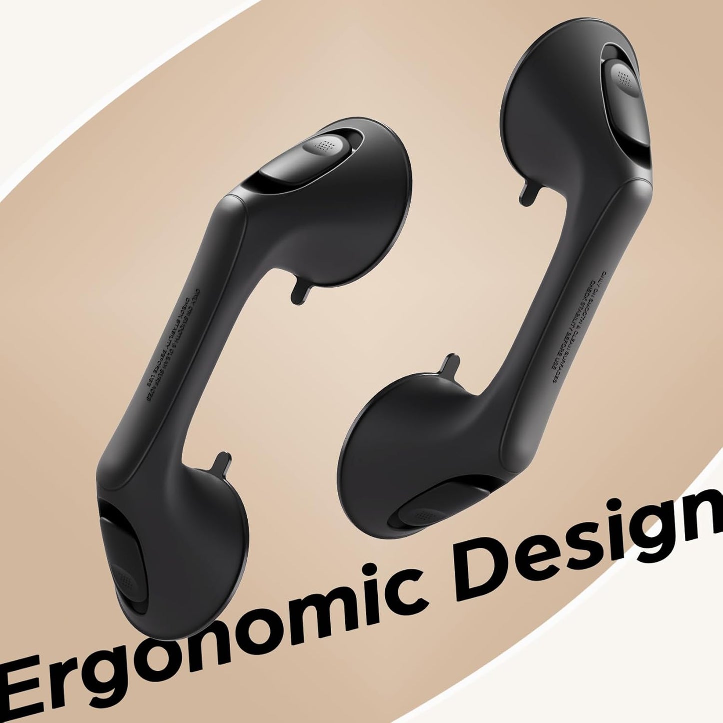 2 Pack 12 Inch Grab Bars for Bathtubs and Showers for Seniors, Heavy Duty Shower Handle for Elderly, Suction Cup Removable Handrails Handicap Bath Grip Bathroom Safety Grips (Black)