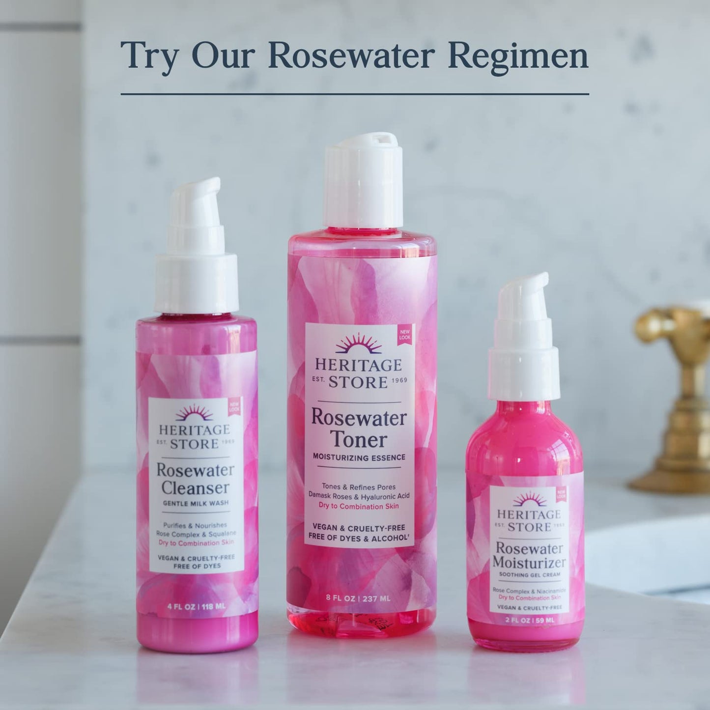 HERITAGE STORE Rosewater 2-Pack - Refreshing Face Mist w/Damask Rose, All Skin Types - Hydrating Rose Water Spray for Glowing Skin, No Dyes or Alcohol, Hypoallergenic, Vegan, 60-Day Guarantee, 8oz ea