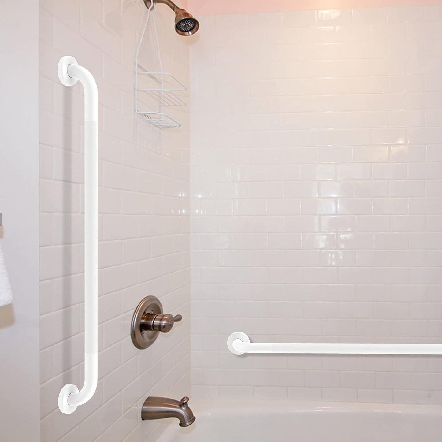 36 Inch Anti Slip Shower Grab Bar Oil Rubbed White, Munzong Bathroom Grab Bar, Knurled Bathroom Balance Bar,Safety Hand Rail Support Handicap Elderly Injury Senior Assist Bath Handle