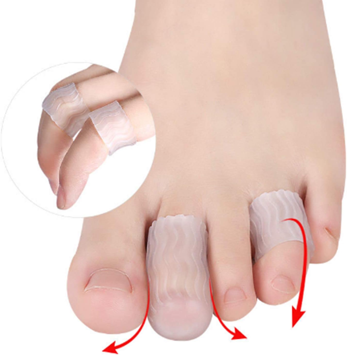 10 Pcs Silicone Toe Protectors, Toe Sleeves Callus Cushion Gel Toe Caps for Blisters, Corns, Toe Cracking, Pain Relief and Reduce Friction