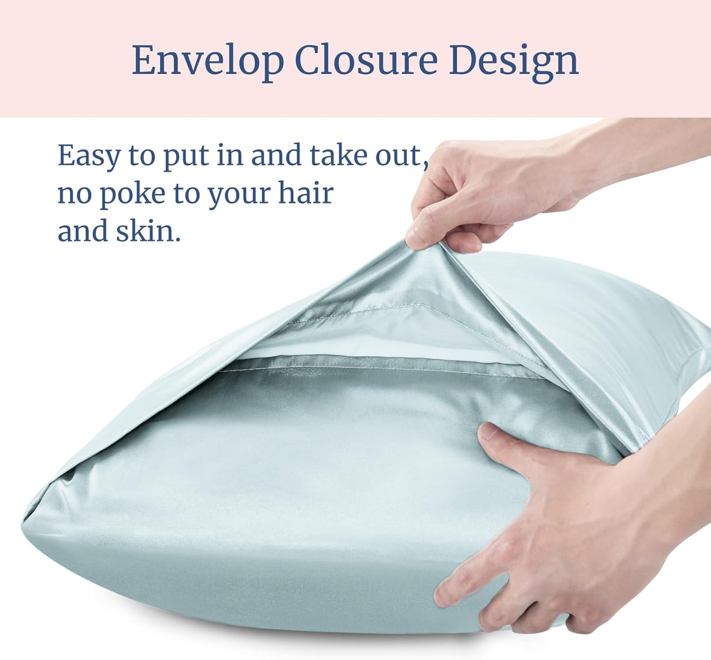 BEDELITE Satin Pillowcase for Hair and Skin, Super Soft and Cooling Similar to Silk Pillow Cases 2 Pack with Envelope Closure, Gift for Women Men(20"x36" King Size, Stone Blue)