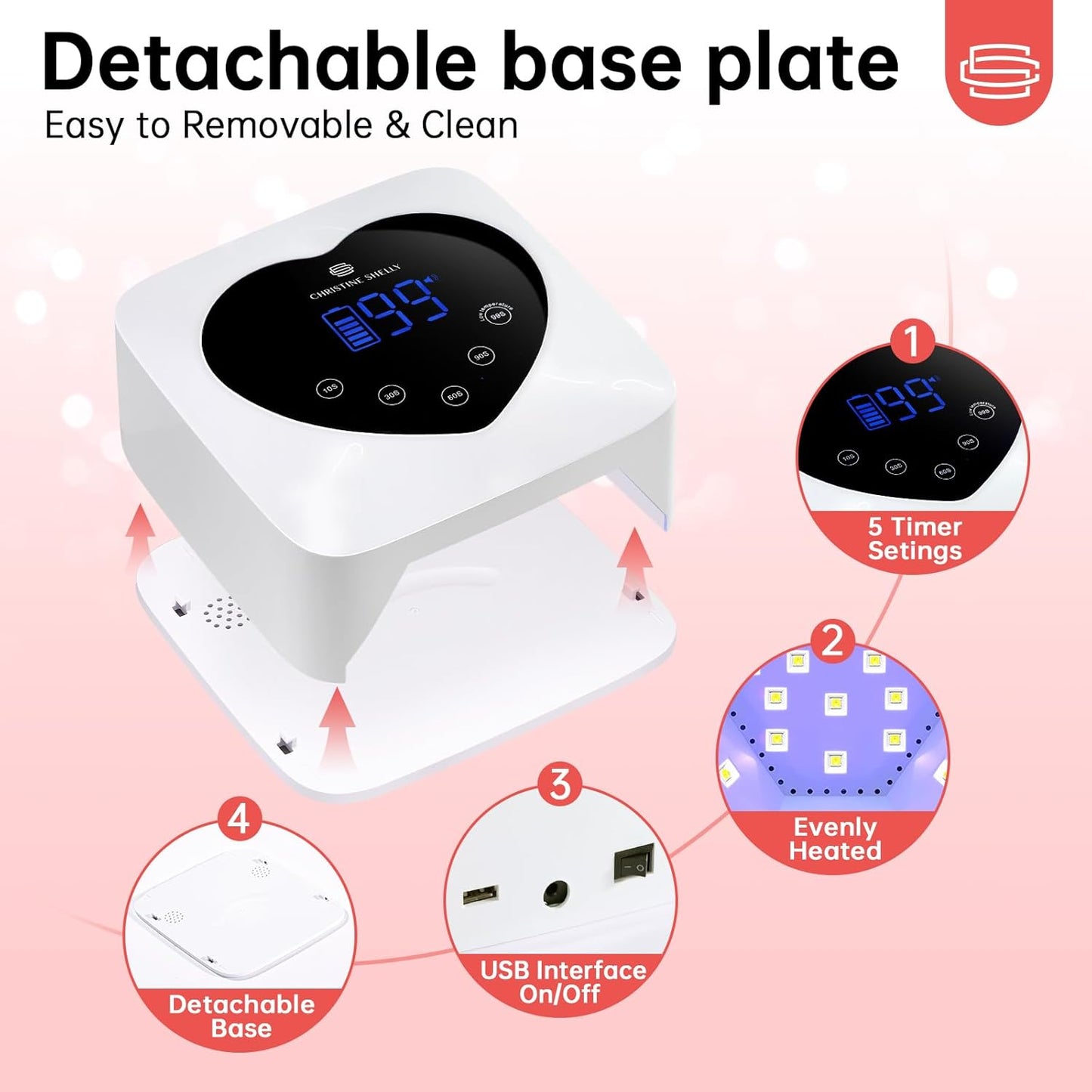 UV Light for Gel Nails, 72W Rechargeable Wireless Nail Lamp Gel Polish Light with 5 Timer Setting Professional Quick Dry Curing Lamp with Display Auto Sensor for Salon & Home, White