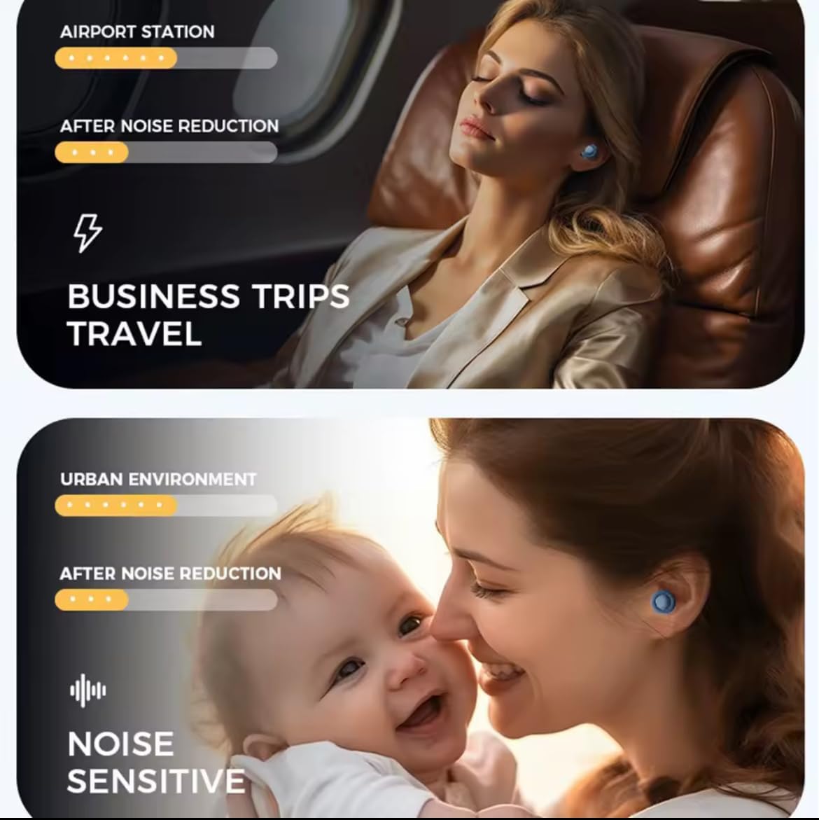 Noise Cancelling Ear Plugs for Sleeping – Up to 30dB Sound Blocking Reusable Silicone with 8 Ear Tips & Travel Case Comfortable Hearing Protection for Sleep, Work, Study, Travel, Concerts (Black)