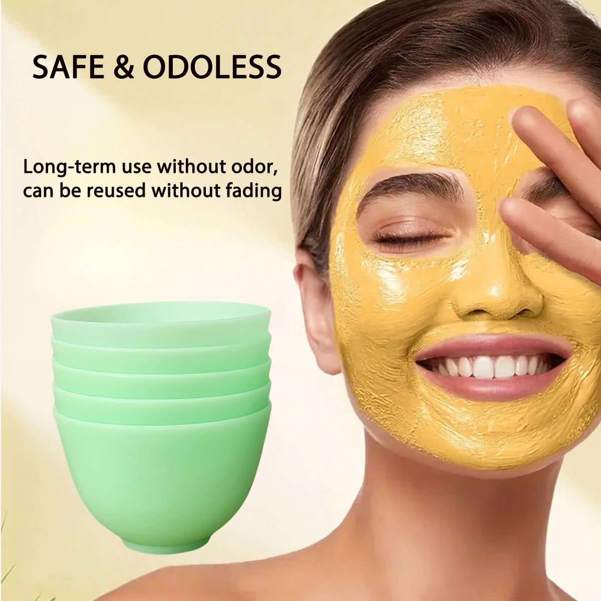 6 Pack Silicone Face Mask Mixing Bowls - Microwave & Freezer Safe, Non-Stick Esthetician Bowls for DIY Skincare, Clay Masks, Hair Color, 3.3-inch Esthetician Supplies(Green-6Pcs)