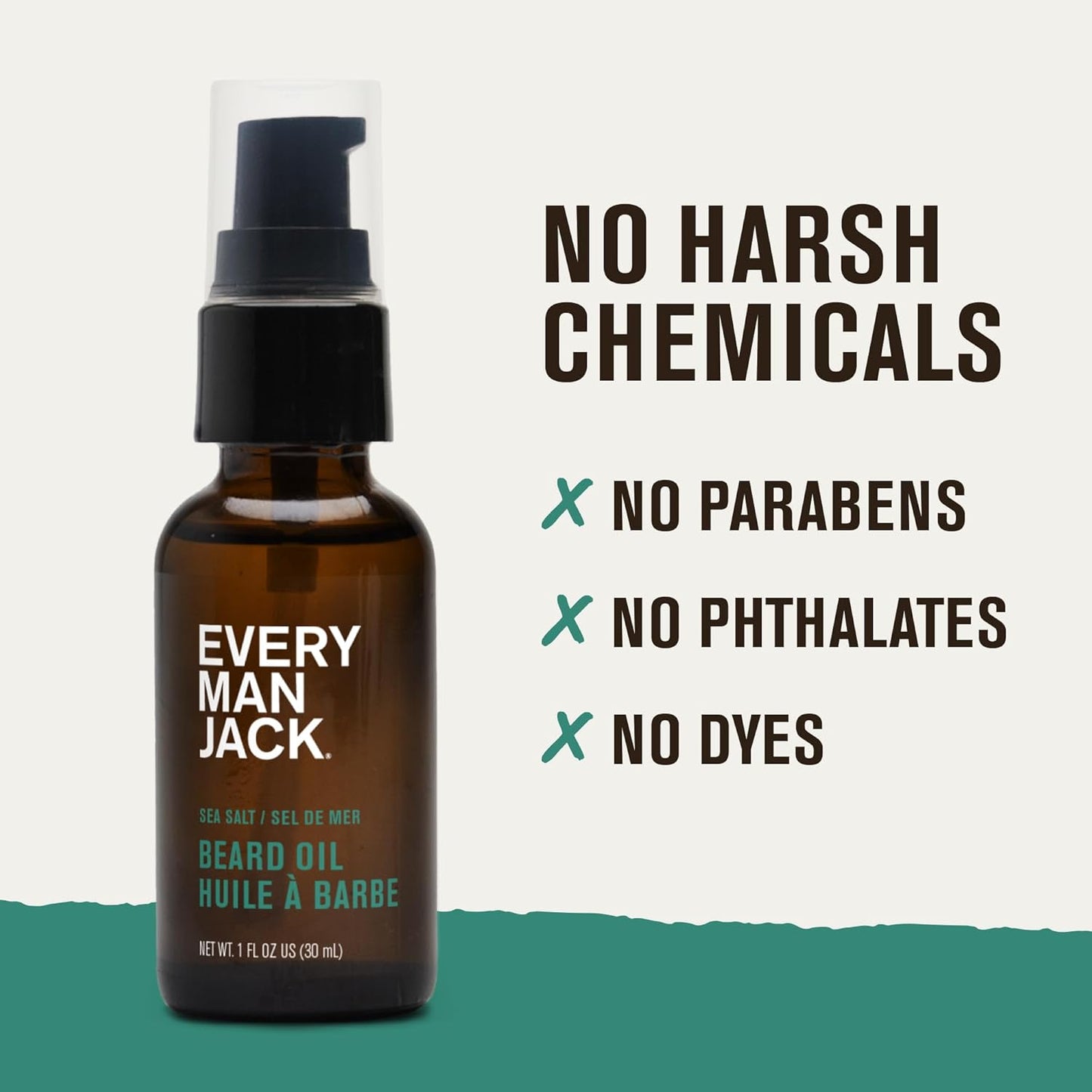 Every Man Jack Men's Beard Oil - Sea Salt Fragrance - Deeply Moisturizes and Softens Your Beard and Adds a Natural Shine - Naturally Derived with Shea Butter and Argan Oil - 1 fl oz