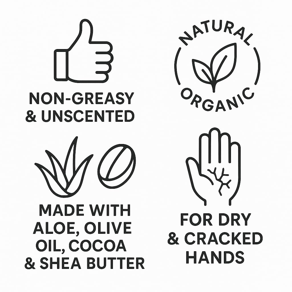 Farmhands Natural & Non-Greasy Hand Cream for Dry, Cracked Hands - No Added Fragrance, Fast-Absorbing with Clean & Organic Ingredients - Repairing Skincare - 2oz Tin