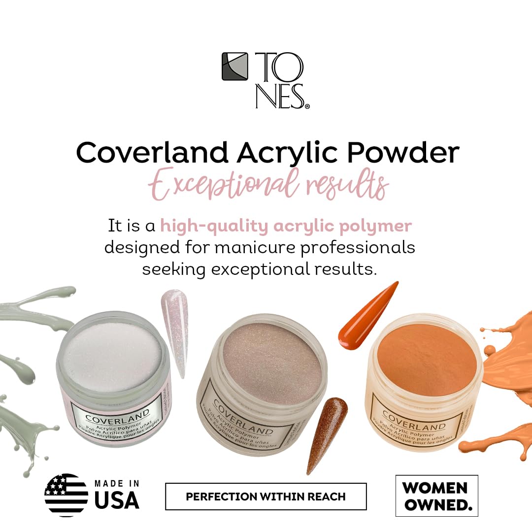 Tones Coverland Acrylic Nail Powder "Parisian Romance" - Limited Edition Acrylic Powder for Nail Design, Sculpting, and Masking Nail Bed Imperfections - (1.5 Oz)