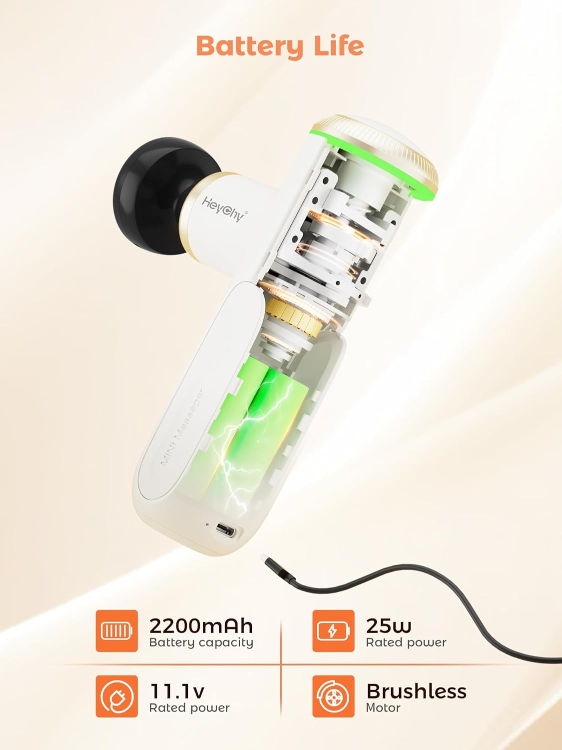 A1 Super Mini Massage Gun, Percussion Deep Tissues Muscle Massager (Heat-White)