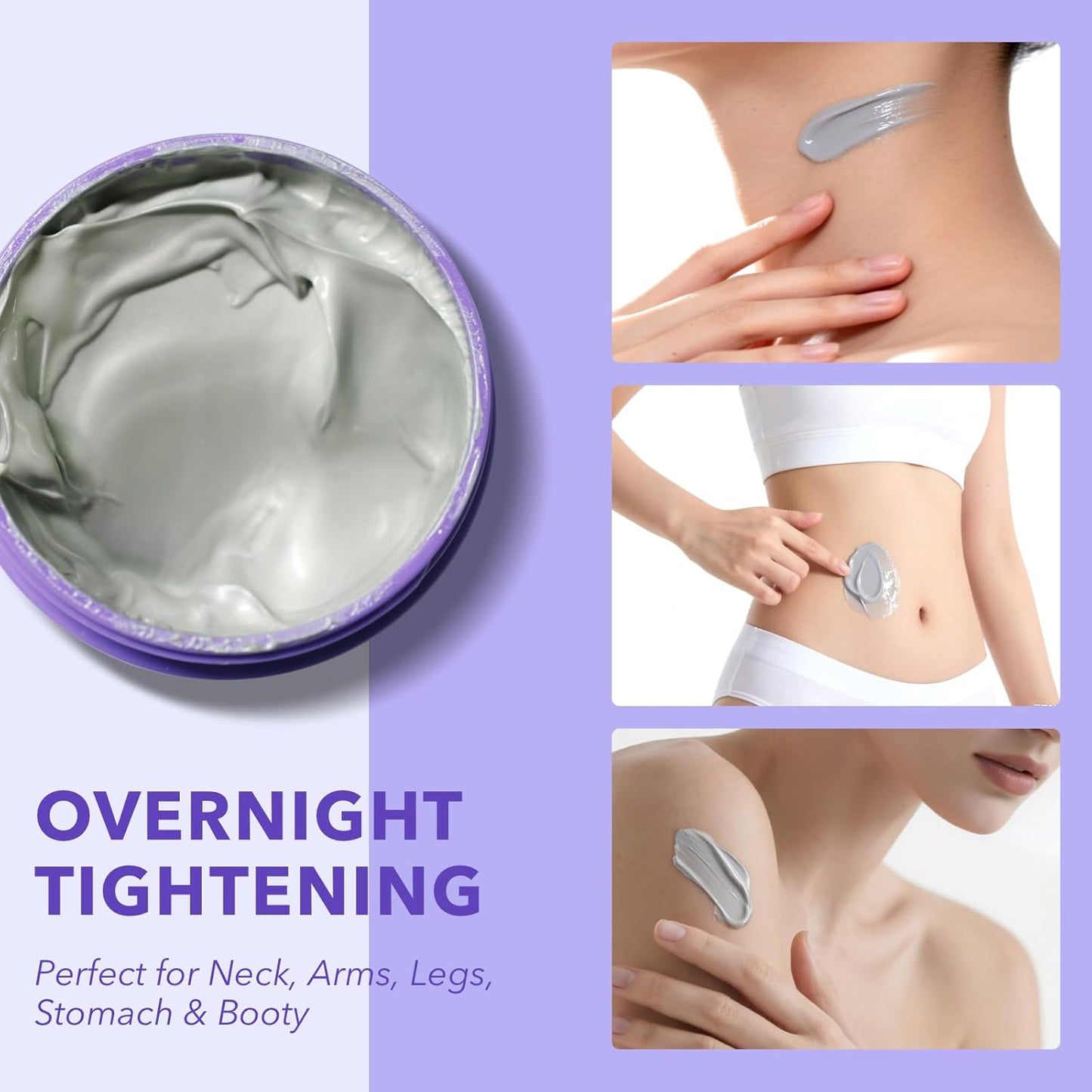 Overnight Toning Whip, Anti-Wrinkle Firming Body Lotion, Smooth & Tight Skin, Helps Target Loose Skin & Stretch Marks Removal on Belly, Thighs & Booty (3.38 OZ)