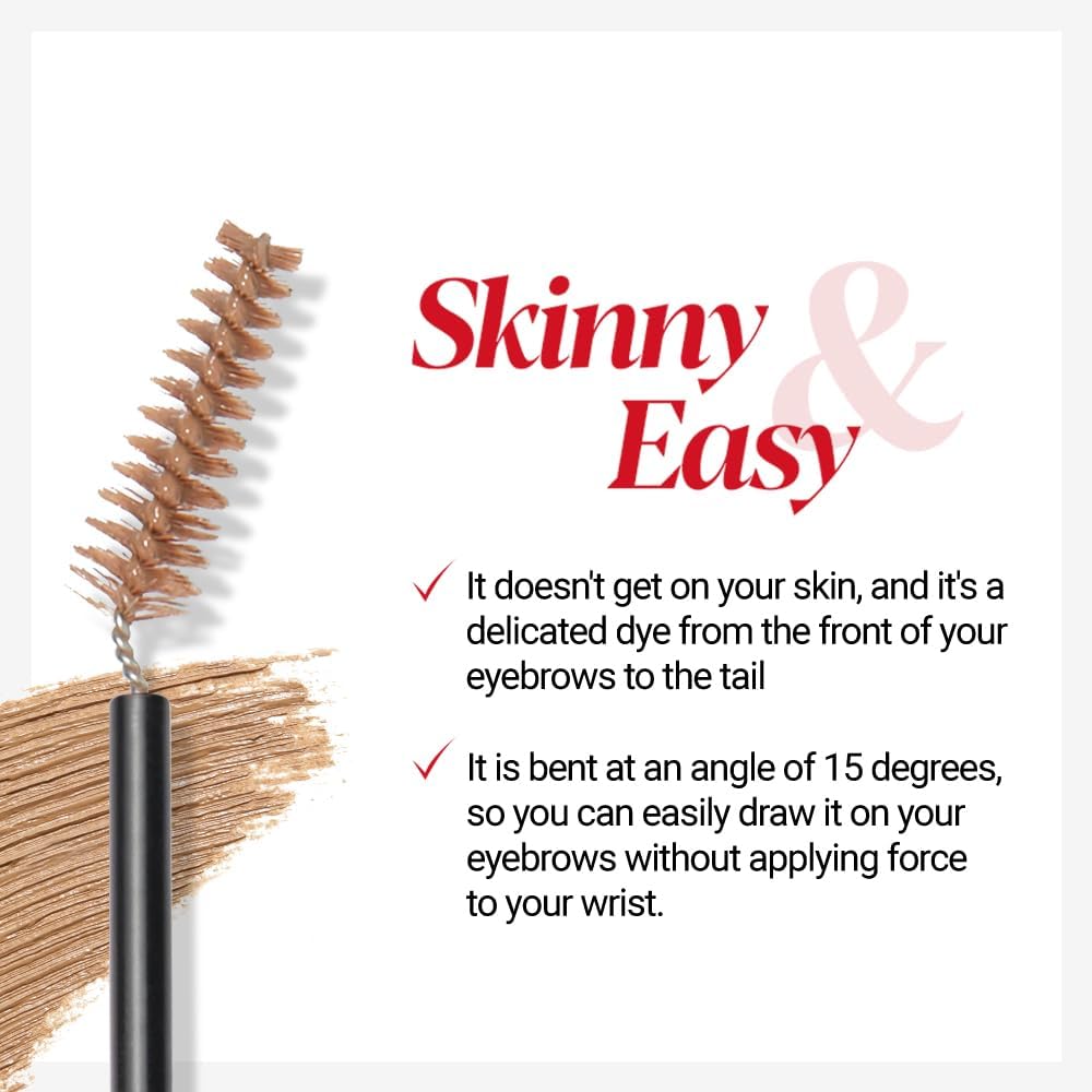 Espoir The Brow Color Fixing Cara #1 Beige 0.1 fl oz | Easy Fixing without Clumping with Skinny Brush | Long Lasting Smudgeproof Eyebrow Mascara | Soft Mood Coloring Tinted Gel | Korean Eye Makeup