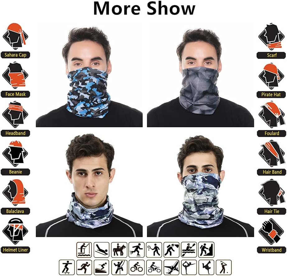 Headband Neck Gaiter Head Wrap Headwear Face Mask Magic Scarf Bandana for Men and Women