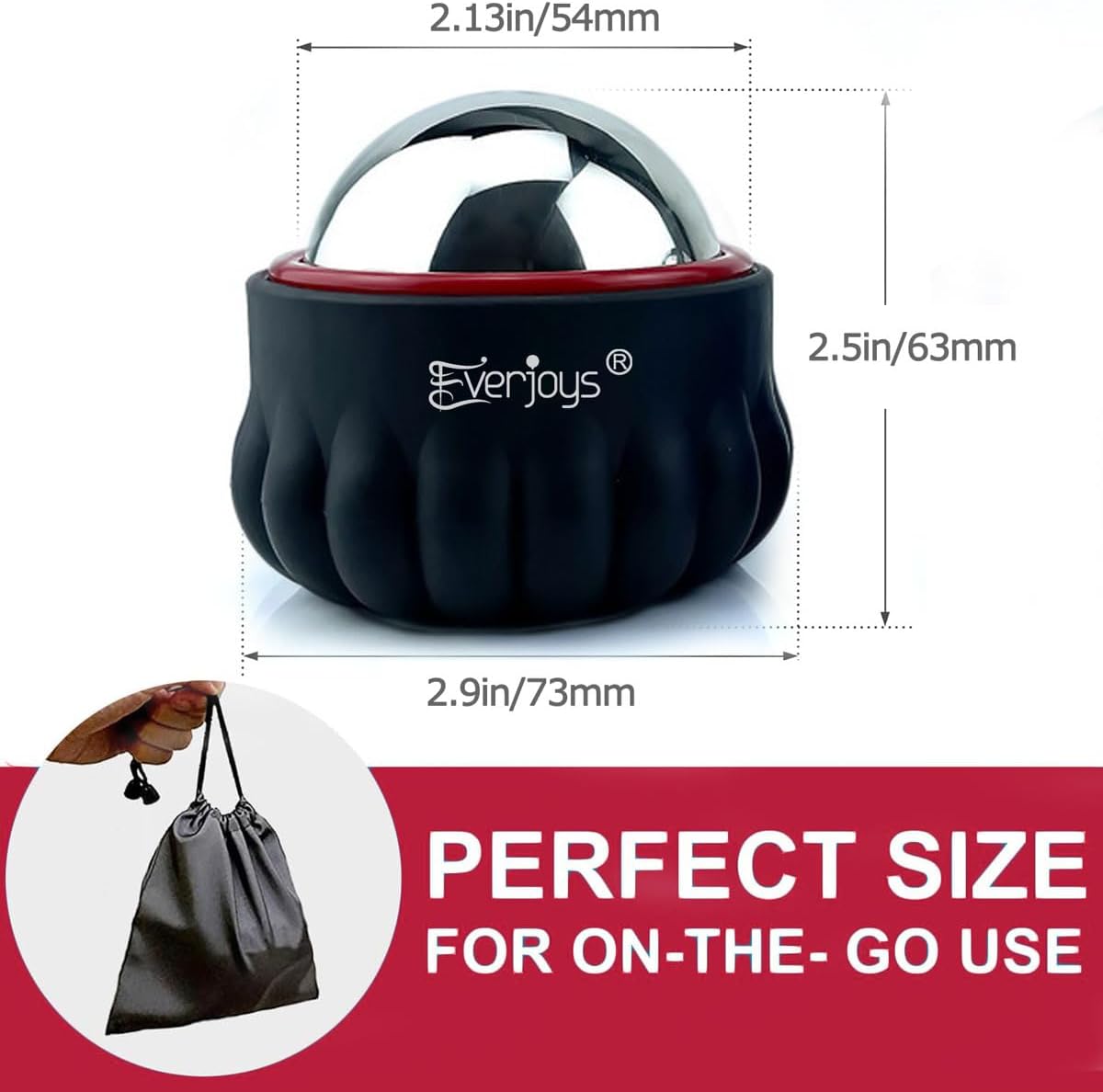 Everjoys Massage Ice Roller Ball, Cold & Heat Therapy Relief Massager, Deep Tissue Massage Pain Relief, Massager Tool for Back/Neck/Body/Face/Foot Pain, Muscles Recovery