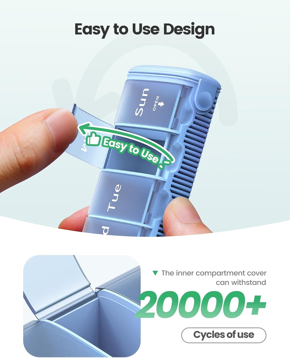 Weekly Travel Pill Organizer,Ideerfit Small Pill Box 7 Day,Portable Pill case,Daily Medicine Box,Drawer Design Pill Container for Medication, Vitamins, Fish Oils, Supplements,Black