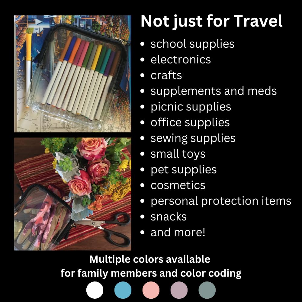 BORSALI TSA-Approved Quart-Sized Bag for Carry-On Travel - One (1) Quart Clear Toiletries, Cosmetic and 3-1-1 Liquids Toiletry Bag - Light Blue