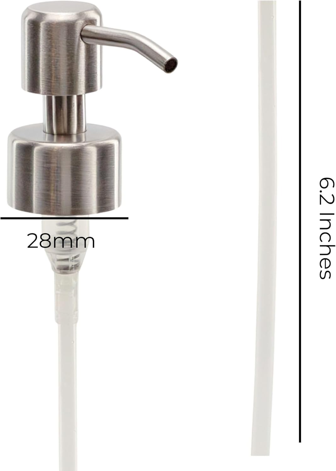 Cornucopia Brands Stainless Steel Replacement Lotion Pump Parts, 28-400 (6-Pack); Silver Metal Soap Dispensers Fit Standard 8oz/16oz Boston Round Bottles