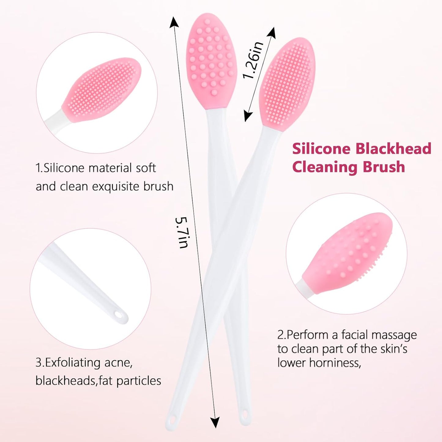 Silicone Face Scrubber, 3pcs Exfoliating Lip Brush, 3pcs Cleansing Brush,1pcs Face Mask Brush Exfoliator Blackhead Skin Care Tool