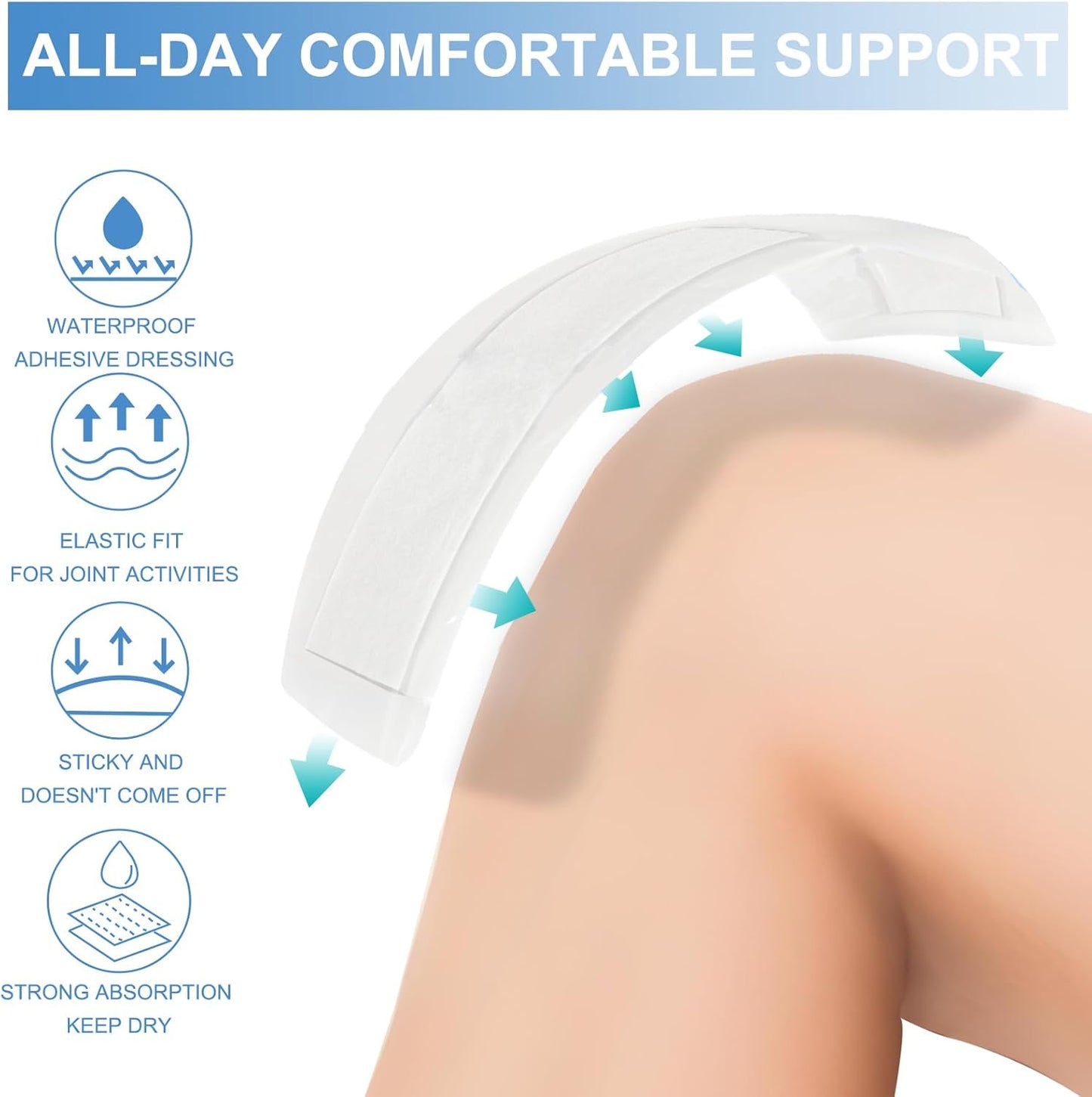 30 Pack 6"x10" Waterproof Adhesive Island Dressing for Post-Surgery Recovery | Sterile Bordered Gauze Bandages with Non-Stick Pad for Knee/Hip Replacement, Surgical Incision Care & Shower Protection