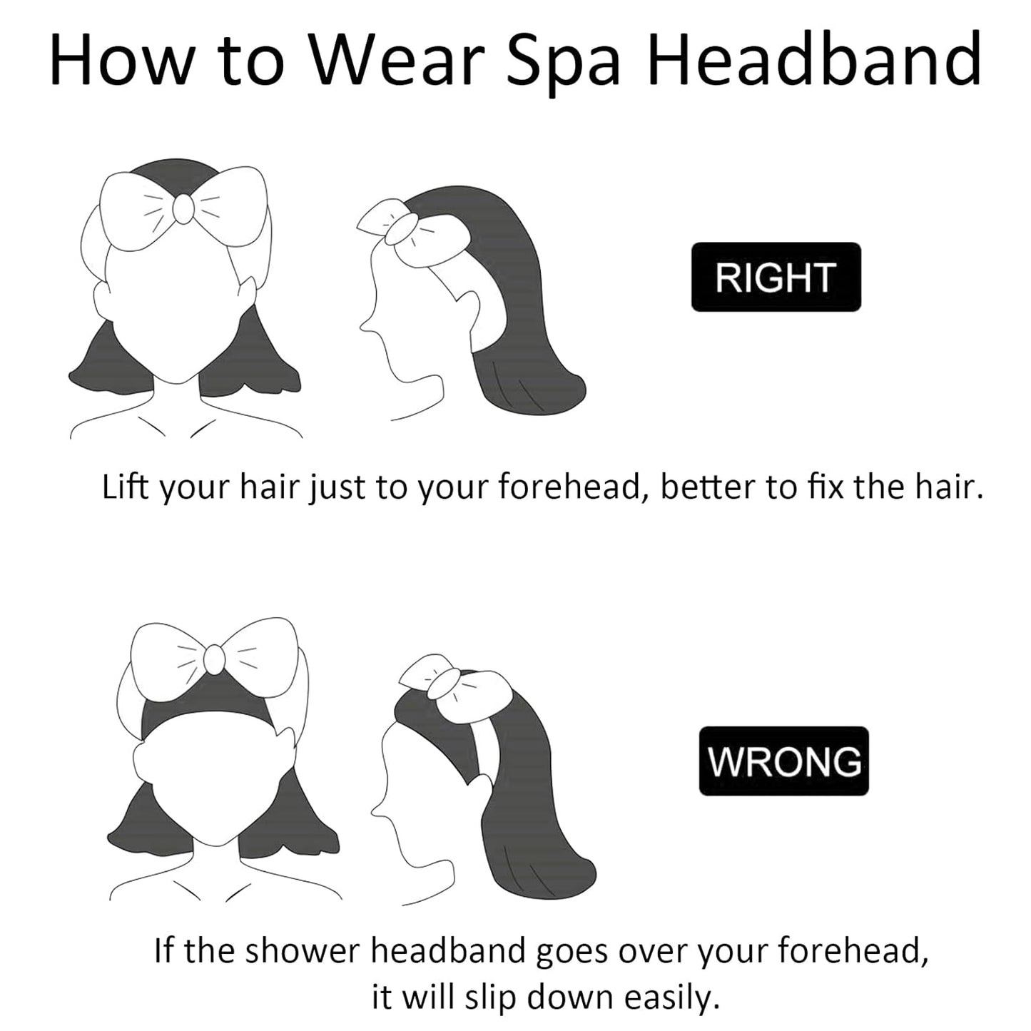 Ondder Spa Headband for Washing Face 8 Pack White Skincare Headbands for Women Girls Terry Cloth Cute Bow Head Bands for Makeup