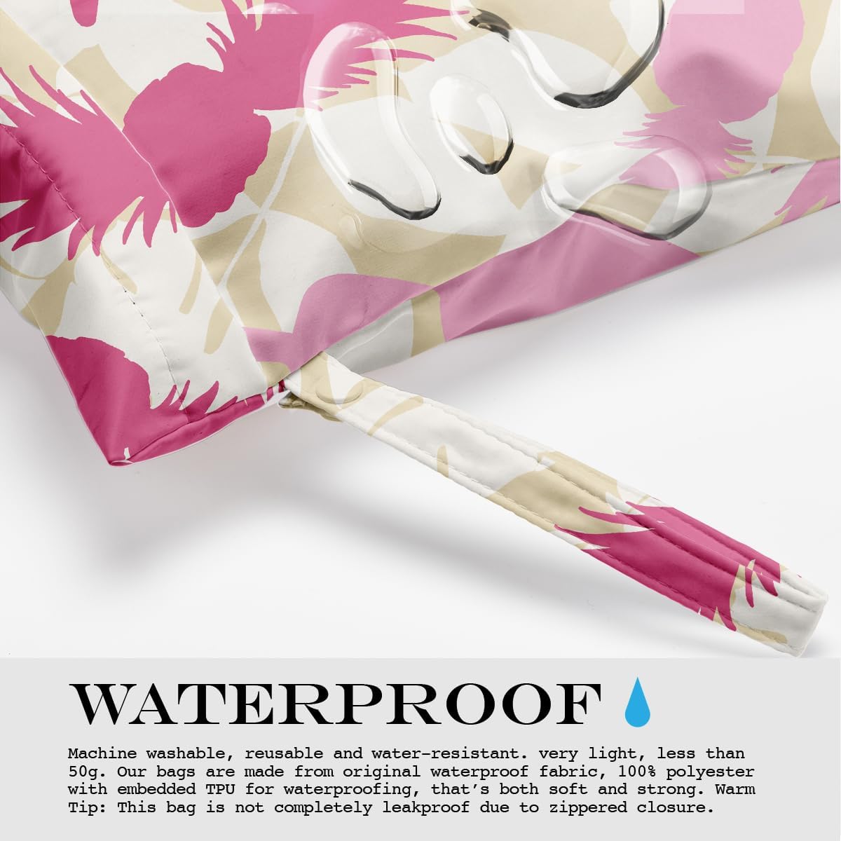 Wet Bag, Wet Dry Bag, Wet Bag for Swimsuit, Travel, Beach, Pool, Diapers, Dirty Yoga Gym Clothes, Makeup Bag, Waterproof Tropical Palm Leaves Decor Jungle Palm Leaf Favors