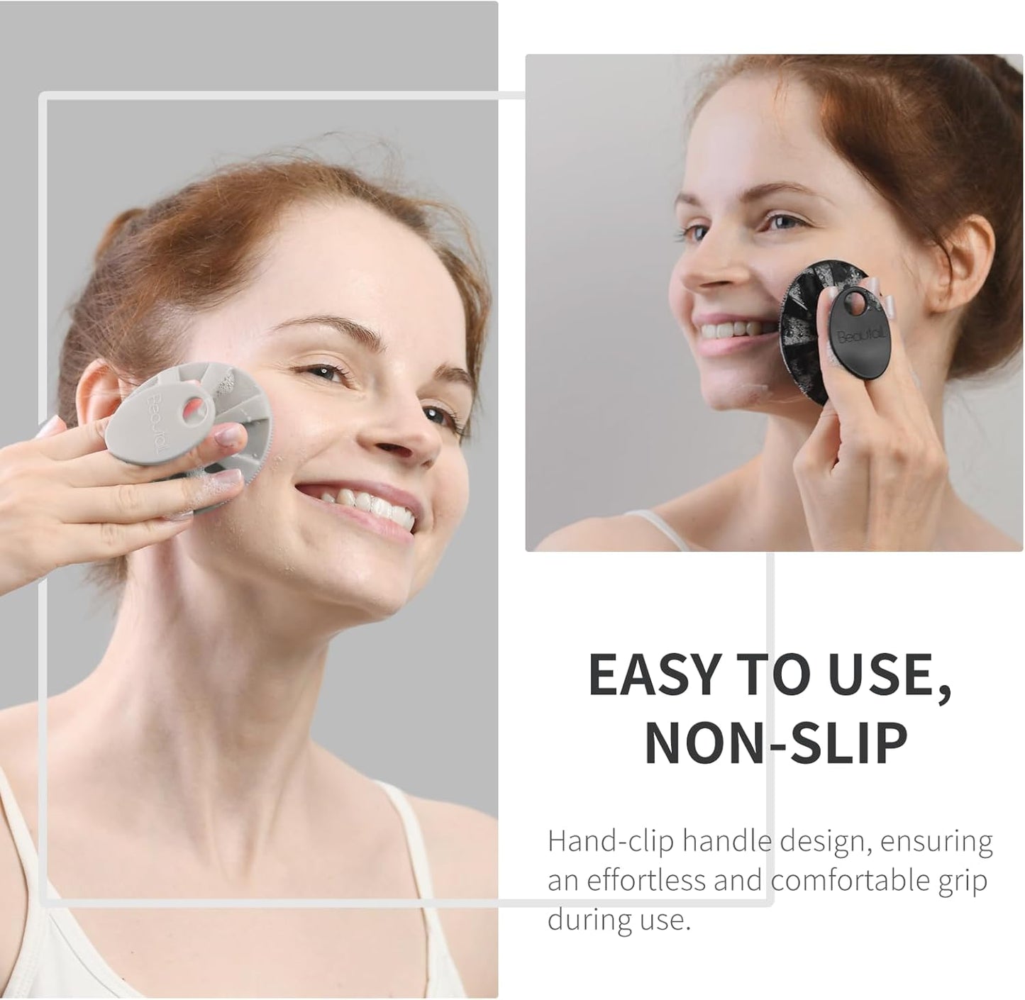 Silicone Face Scrubber 2 Pack, Manual Facial Cleansing Brush, Gentle Face Exfoliator for Sensitive Skin, Skin Care Exfoliating Face Brush for Men and Women, Black+Starlight