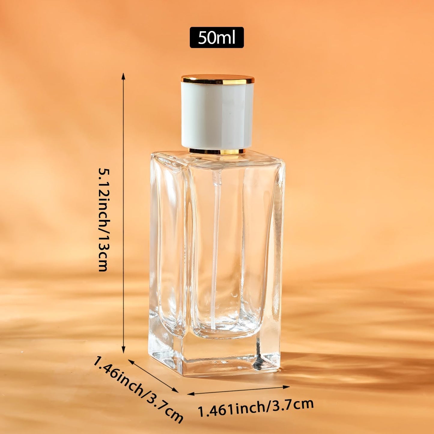 2 Pack 50ml/1.7 Oz Glass Spray Bottle Perfume Atomizer,Empty Travel Refillable Perfume Spray Bottle with 3 Kinds of Dispenser (White Cap, 50ml)