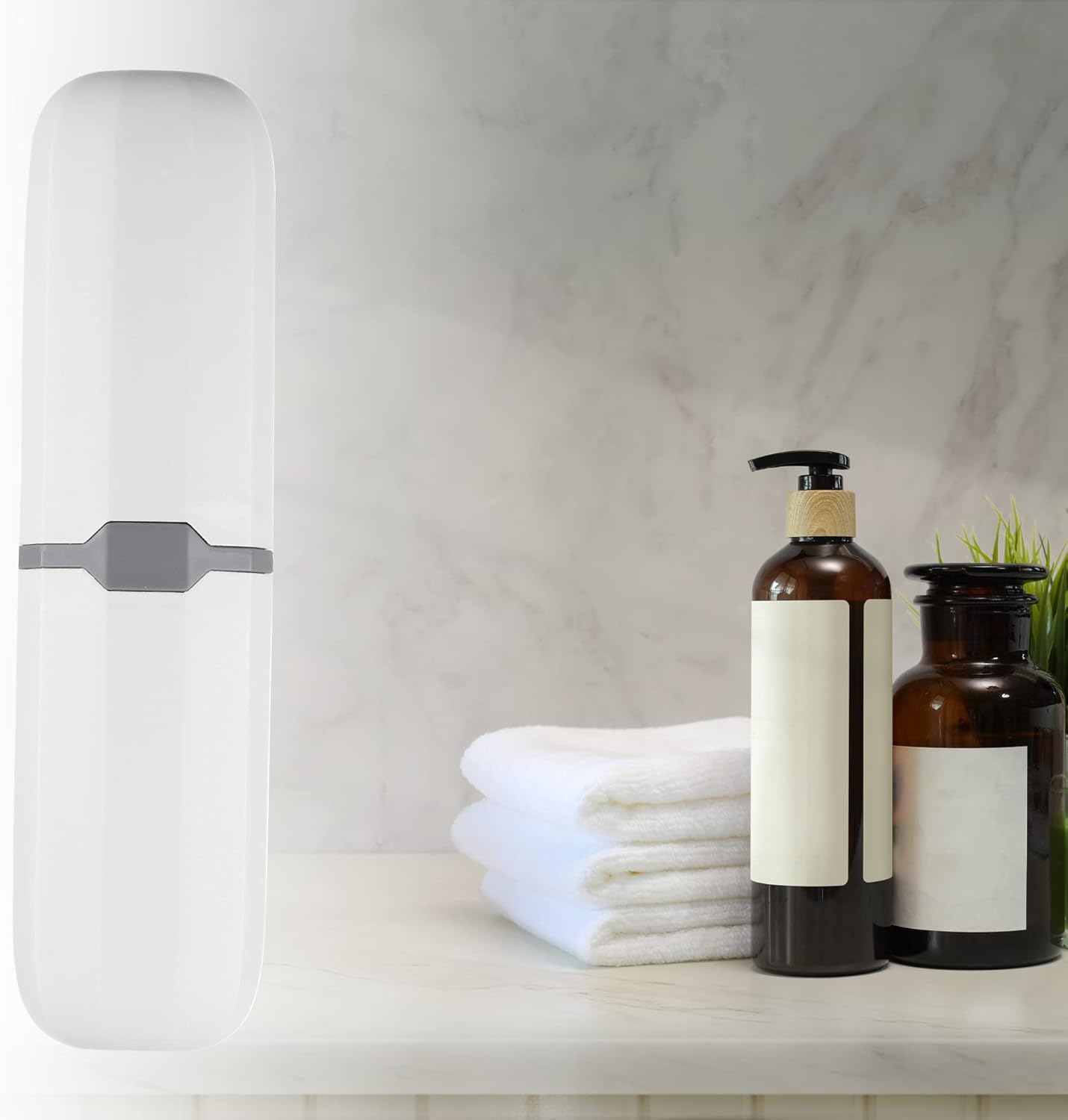 VOCOSTE Toothbrush Case, Traveling Toothbrush Holders Case, Plastic, White, 7.87"x2.17"