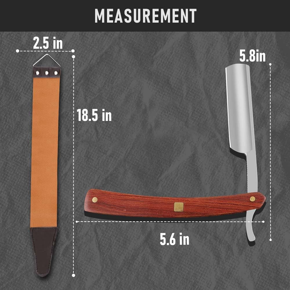 Straight razors for men Professional Straight Edge Barber Razor Premium Stainless Steel Shaver Razor with Shaving Strop for Men Home & Salon Grooming Using (NO.177)