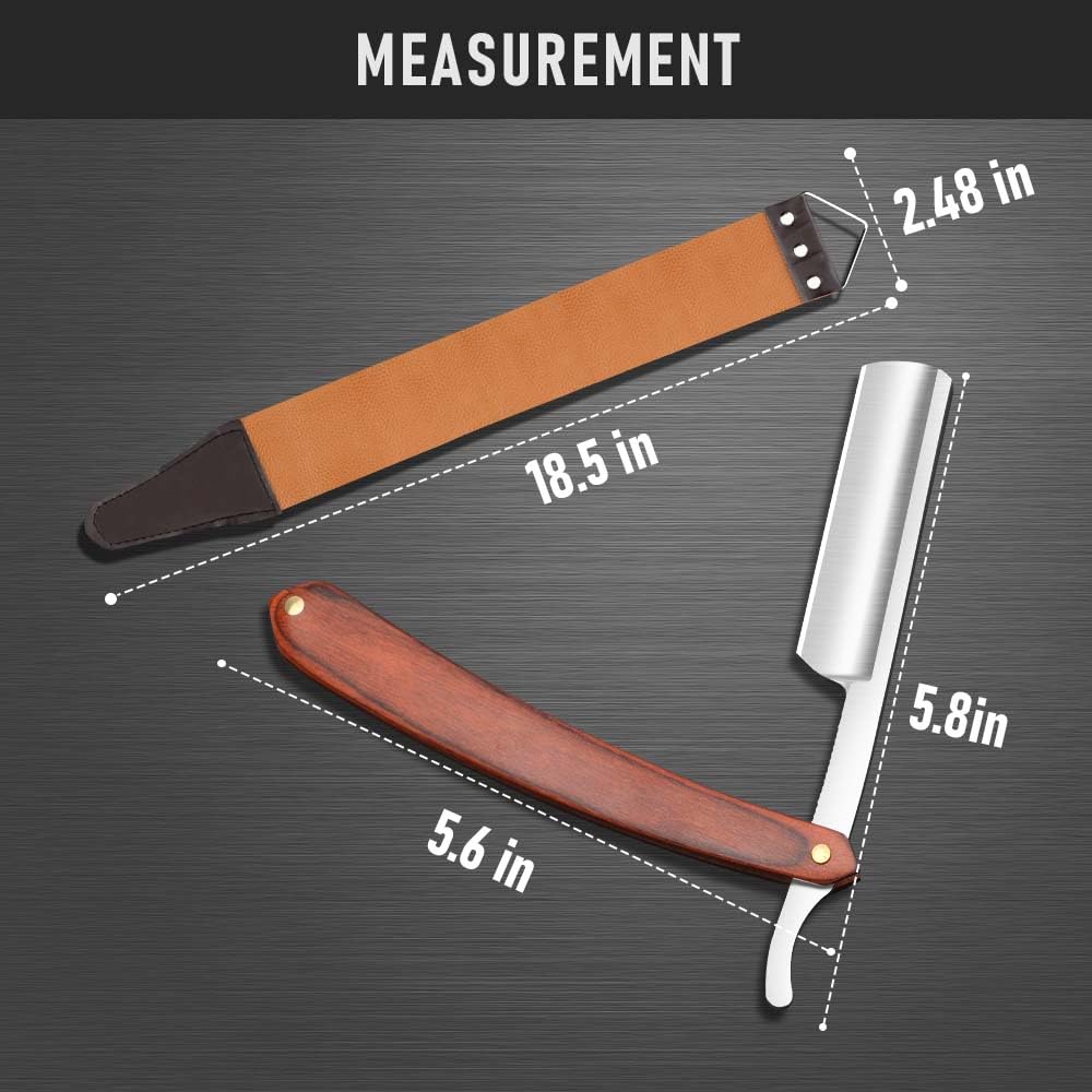 Premium Stainless Steel Shaver Razor with Shaving Strop for Men,Professional Straight Edge Barber Razor,Straight razors for men, Home & Salon Grooming Using (NO.191)