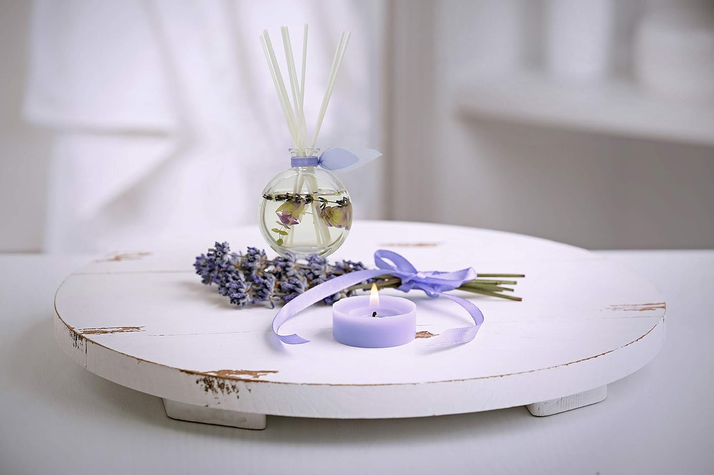 LOVSPA Reed Diffuser Set, Spa Lavender Scented Oil Diffuser with Sticks, Home Fragrance Accessories for Bathroom Shelf Decor, Aroma Diffusers for Home or Office Desk, USA Made