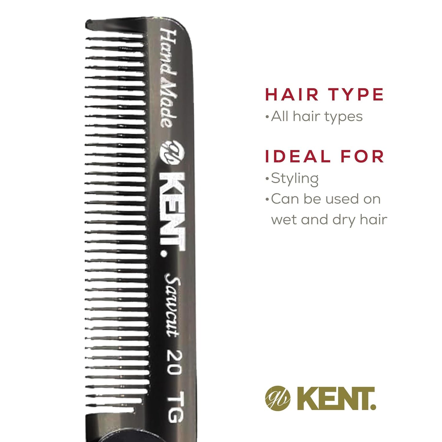 Kent 20T Handmade Fine Tooth Folding Comb + 81T Hand Made Pocket Comb for Beard and Mustache - Beard Growth/Fine Tooth Combs - Beard Straightener Grooming Kit