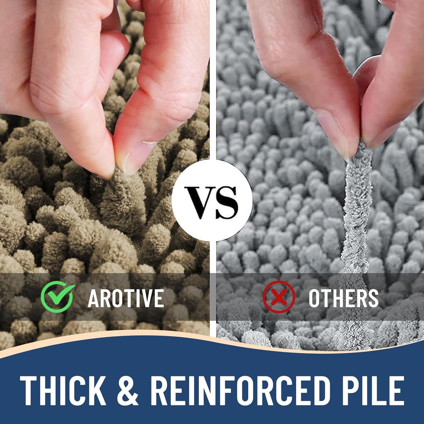 Arotive Luxury Chenille Bathroom Rug Mat, Extra Soft Thick Absorbent Shaggy Bath Rugs, Non-Slip Machine Wash Dry, Plush Bath Mats for Bathroom, Shower and Tub, 40x24, Camel