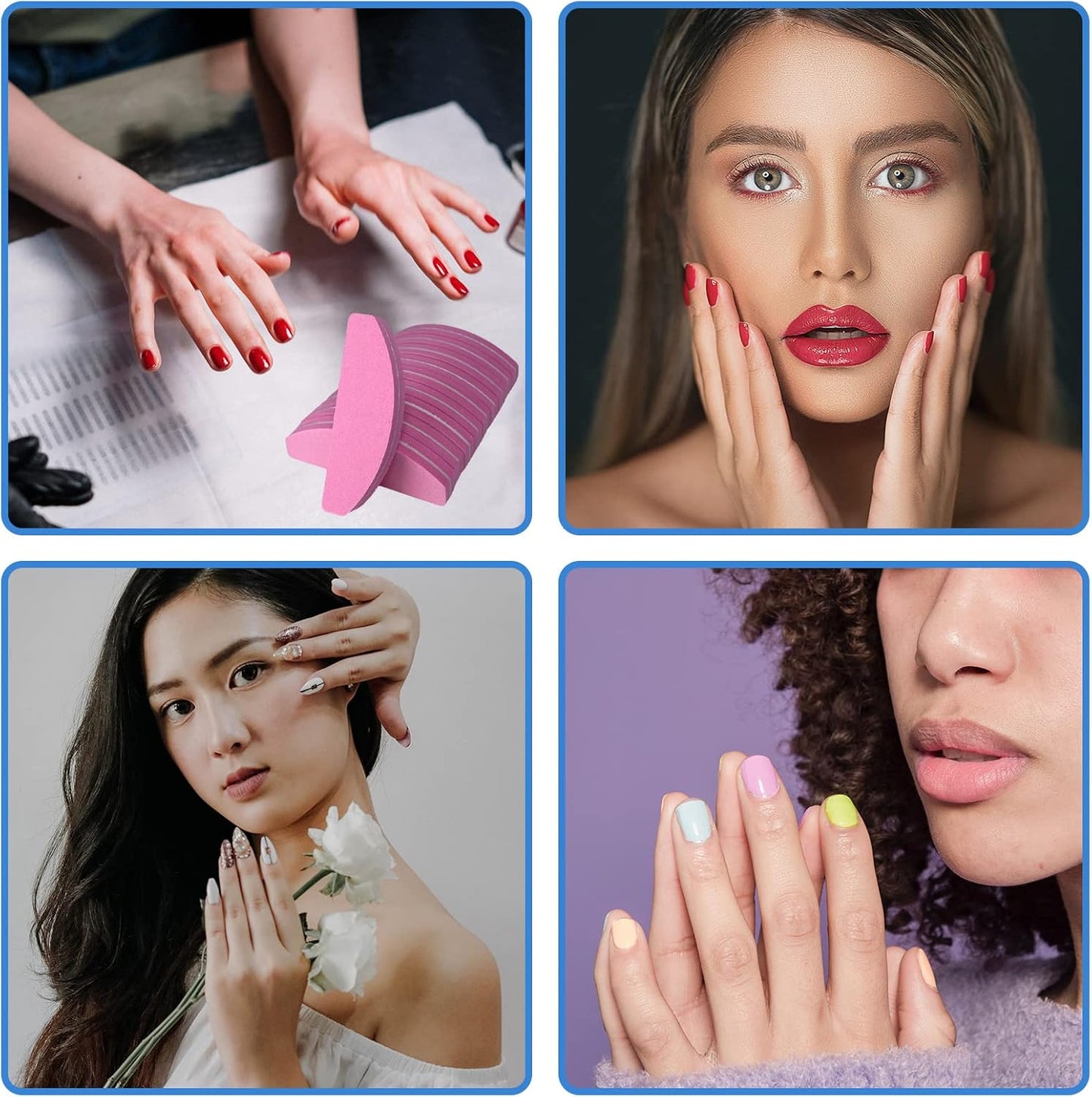 20 PCs Nail Buffers, Double Sided Nail Files Buffer Blocks 100/180 Grit Portable Washable Sanding Buffing File Arc Shape (Pink)