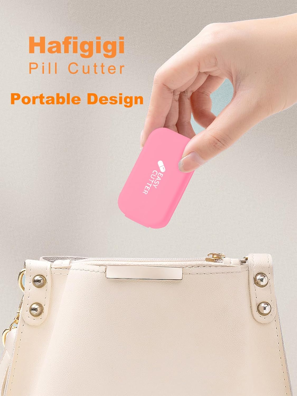 Pill Cutter Splitter for Small or Large Pills with Safety Lock - Accurate and Easy Travel-Friendly Design for Daily Use (Pink)