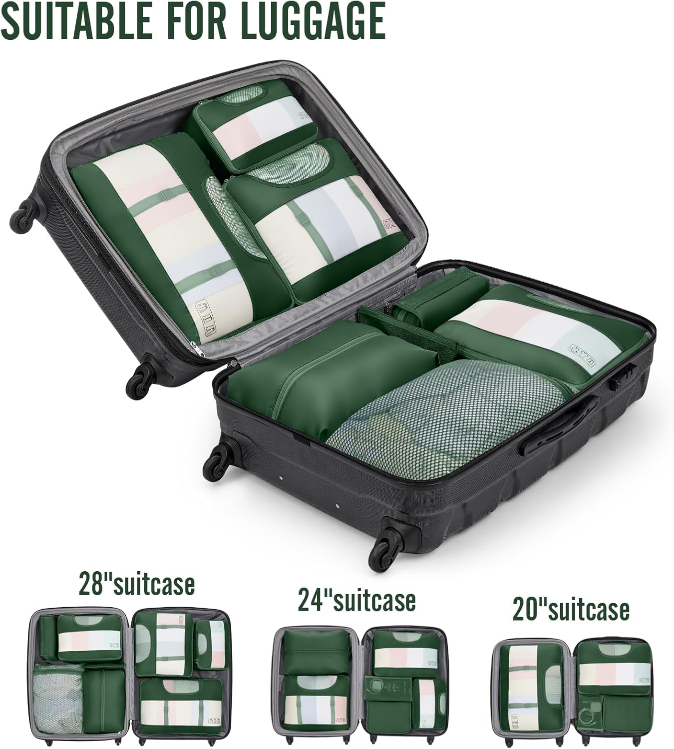 Veken 10 Set Packing Cubes for Travel Essential, Suitcase Organizer Bags in 4 Sizes, Carry-On Luggage Accessories with Large Laundry & Hanging Toiletry Bag, Must-Have for Airplane, Road Trip & Camping