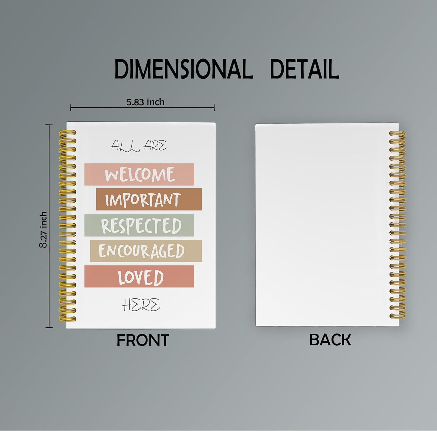 All are Welcome Here Diversity Notebook Journal, Inspirational Notebook, Boho Classroom Supplies, Boho Teacher Supplies, Affirmation Journal, Spiral Notebook 5.5x8.3 with 164 Pages