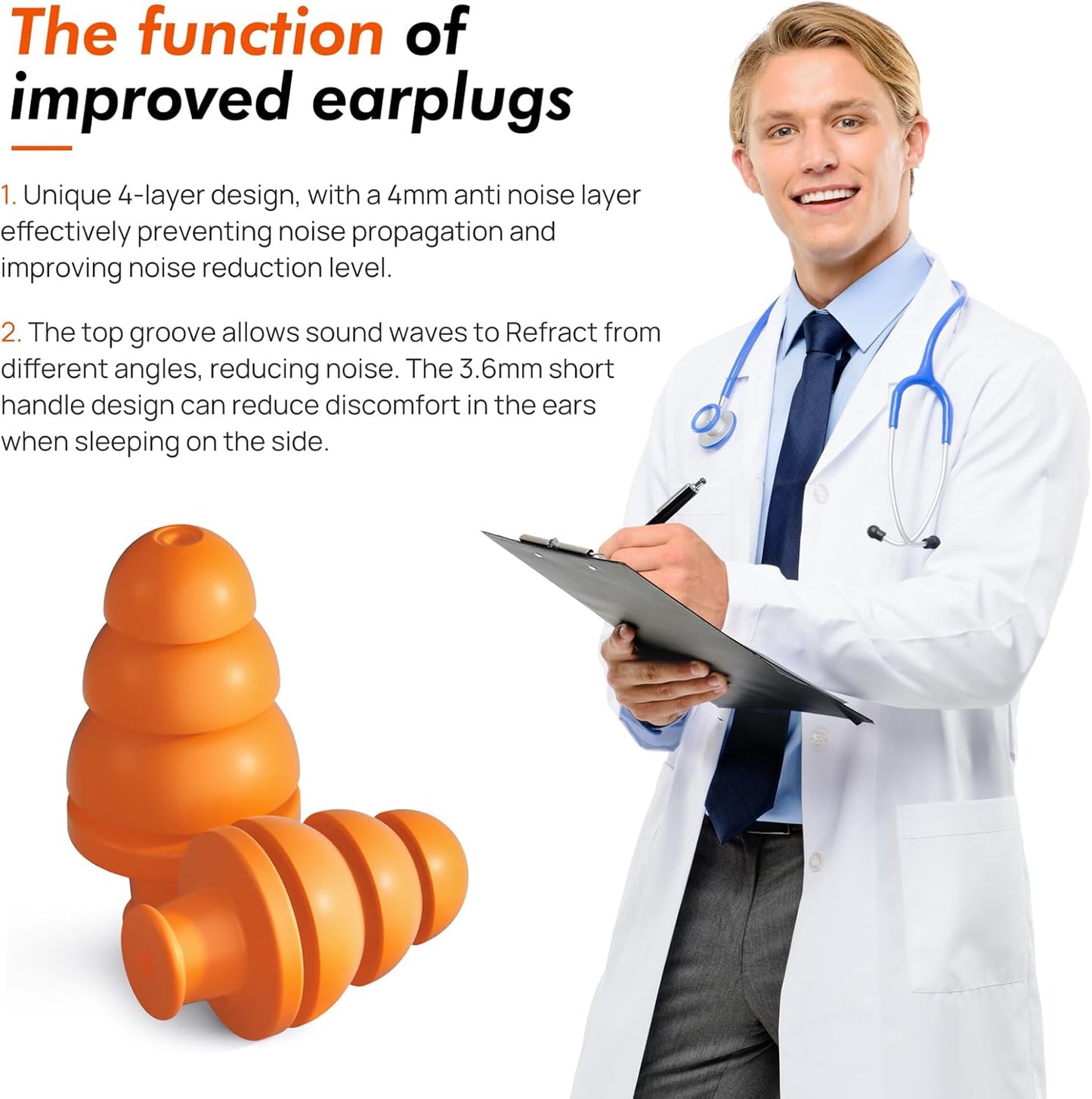 New Type Ear Plugs for Sleeping Noise Cancelling, 10 Pairs Reusable Earplugs for Sleeping, Concert, Snoring, Travel, Work, 10 Colors, 33dB NRR (10 Colors)