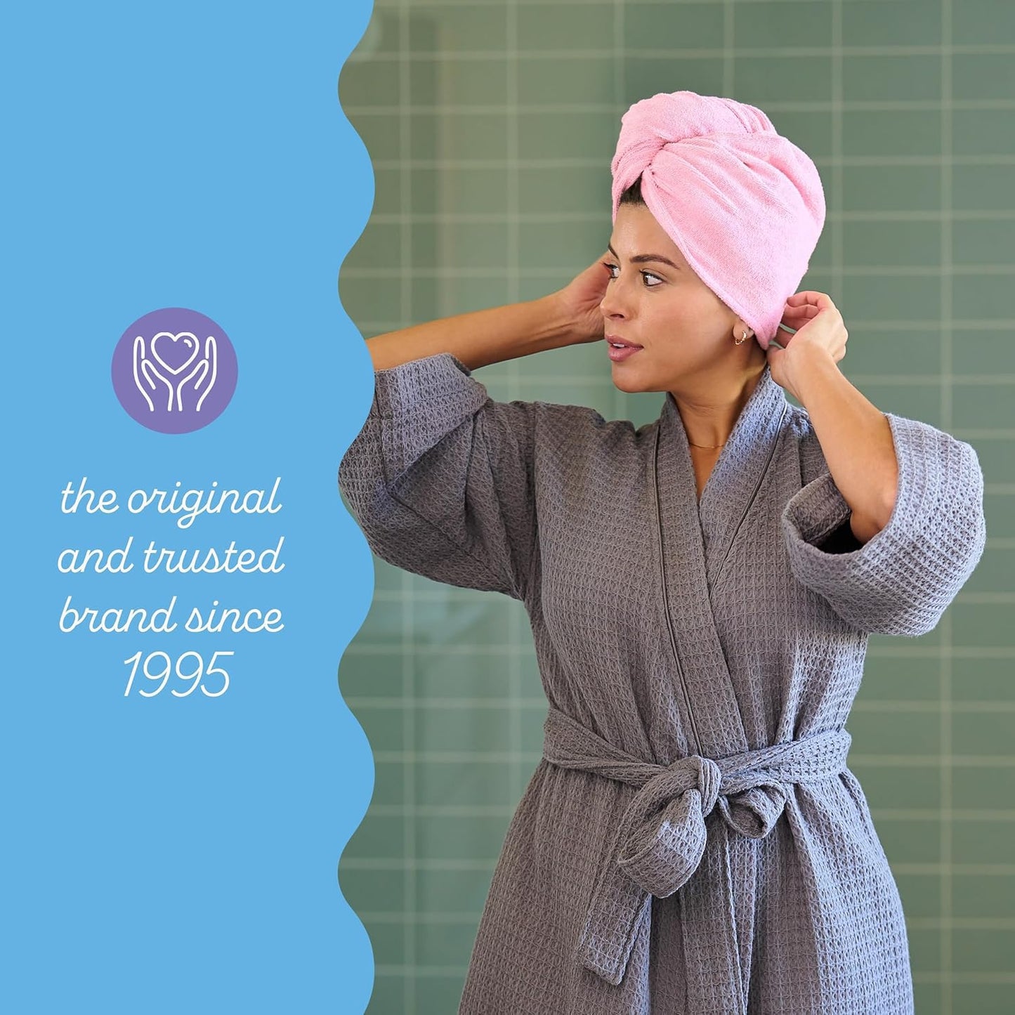 Turbie Twist 2-Pack Extra Long Microfiber Hair Towel for Beauty, Travel, Gifting - Hair Wrap Turban for Long & Thick Hair - Premium Personal Care - Aqua & Purple